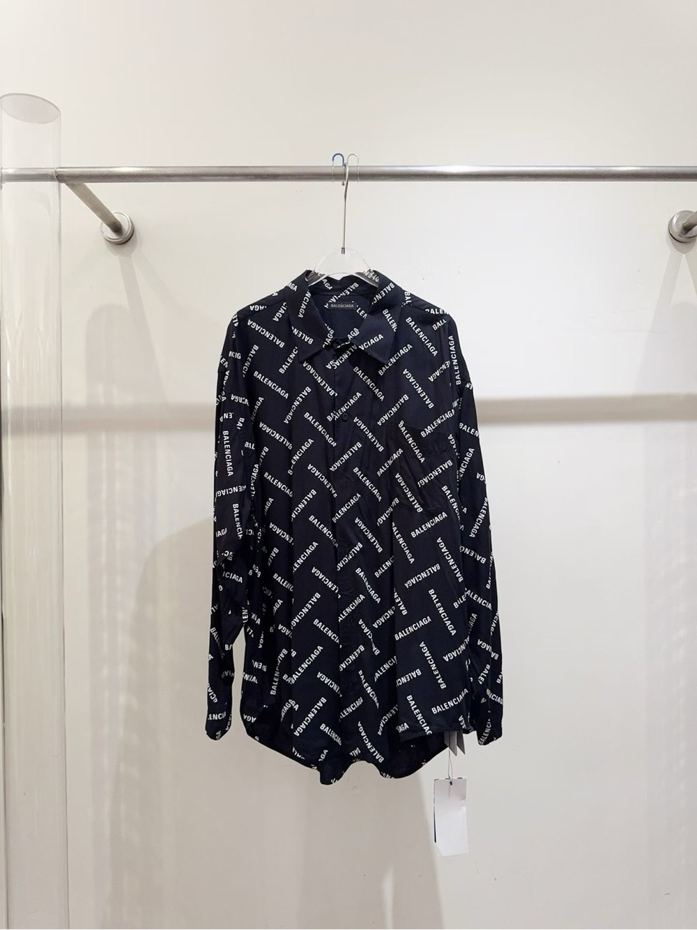 Balenciaga Black Shirt with White Logo Print